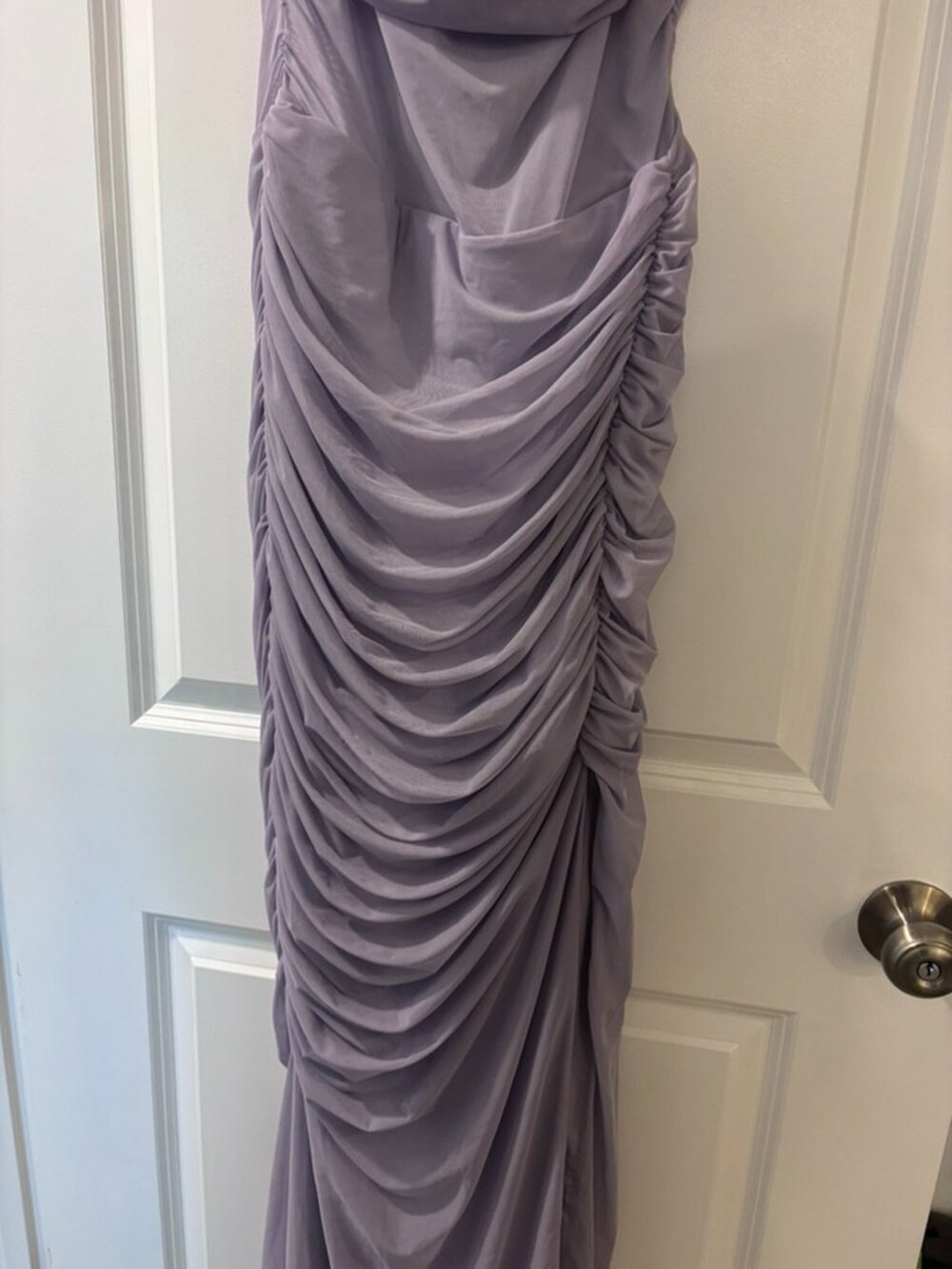 NWT Abercrombie & Fitch Mesh Asymmetrical Off The Shoulder Maxi Dress - Picture 7 of 11
